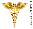 caduceus medical symbol gold