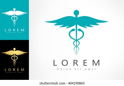 Caduceus Medical Logo. Emblem For Drugstore Or Medicine.