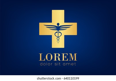 caduceus medical logo vector