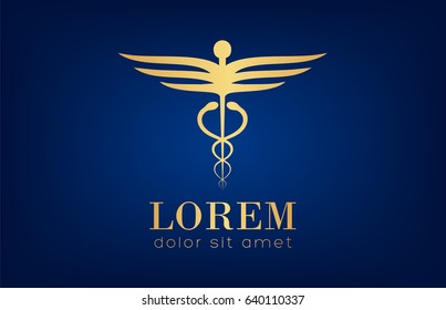 caduceus medical logo vector