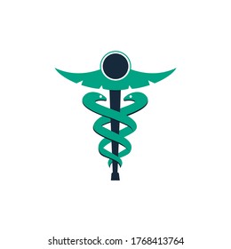 Caduceus medical logo vector design. 