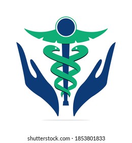 Caduceus medical logo vector design.  Medical concept vector template design.