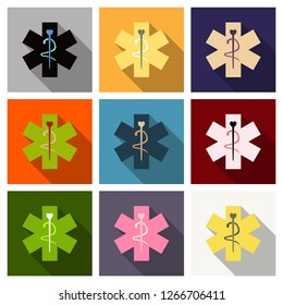 Caduceus - medical sign in modern flat style.