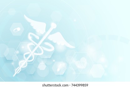 Caduceus medical symbol and Abstract geometric with medicine and science concept background. Medical Icons