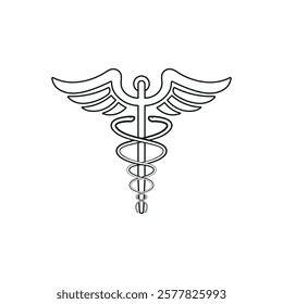 Caduceus Medical Symbol Black Creative Outline Logo Design