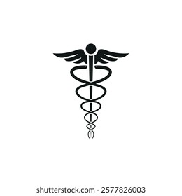 Caduceus Medical Symbol Black Logo Design