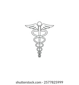 Caduceus Medical Symbol Black Outline Logo Design