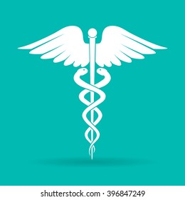 caduceus  medical symbol (emblem for drugstore or medicine, medical sign, symbol of pharmacy, pharmacy snake symbol)