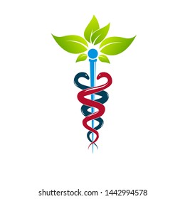 Caduceus medical symbol, graphic vector