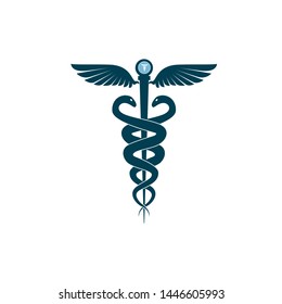 Caduceus medical symbol, graphic vector