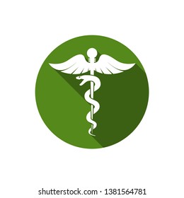 Caduceus medical symbol icon. Flat style vector. Caduceus snake health symbol 