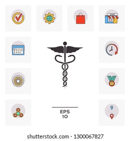 Caduceus medical symbol icon. Graphic elements for your design