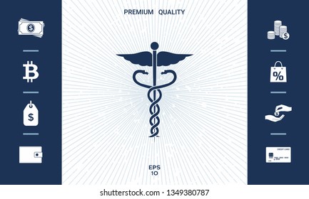 Caduceus medical symbol icon. Graphic elements for your design