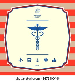 Caduceus medical symbol icon. Graphic elements for your design