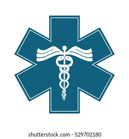 caduceus medical symbol icon overe white background. colorful design. vector illustration