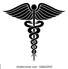 Caduceus Medical Symbol II is an illustration of a Caduceus medical symbol in black and white.