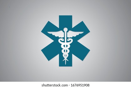 Caduceus medical symbol. Medical logo with snake. Isolated. Vector