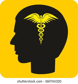 Caduceus Medical Symbol in mind vector illustration of a Caduceus medical symbol
