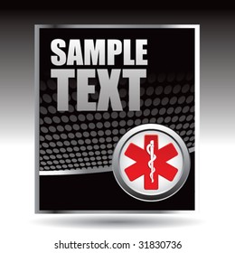 caduceus medical symbol on black halftone banner