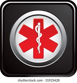 caduceus medical symbol on black web button