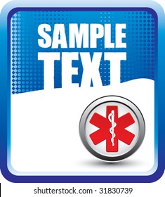 caduceus medical symbol on blue banner