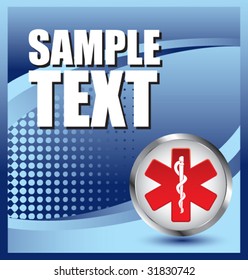 caduceus medical symbol on blue halftone banner