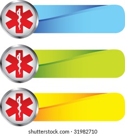 caduceus medical symbol on colored tabs