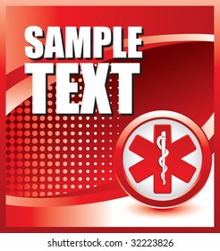 caduceus medical symbol on red halftone banner