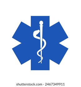 caduceus medical symbol on white background, aesculapian snake, Emt paramedic logo vector image