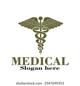 caduceus medical symbol on white background	