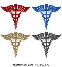Caduceus Medical Symbol With Seamless Pattern Vector Illustration. Medical Health Care Symbol Isolated On White Background
