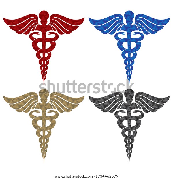 Caduceus Medical Symbol With Seamless\
Pattern Vector Illustration. Medical Health Care Symbol Isolated On\
White Background\
