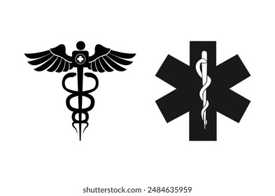 caduceus medical symbol silhouette vector art design