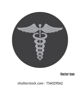 Caduceus medical symbol, vector icon illustration which isolated on white background