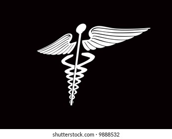 caduceus medical symbol vector isolated on black