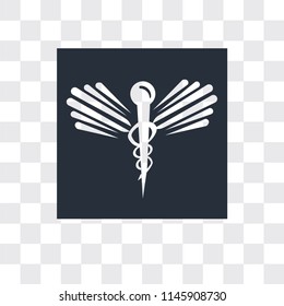 Caduceus medical vector icon isolated on transparent background, Caduceus medical logo concept