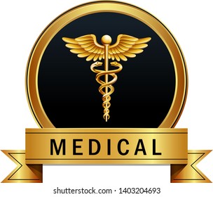 Caduceus Medical Vector Icon/ Symbol