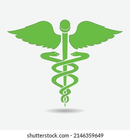 Caduceus medical vector sign illustration isolated on white background