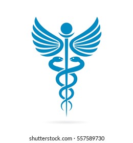 Caduceus medical vector sign illustration isolated on white background