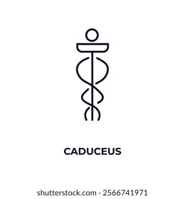 caduceus outline icon. Linear vector from medical concept. Thin line caduceus icon isolated on white background