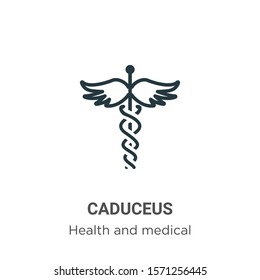 Caduceus outline vector icon. Thin line black caduceus icon, flat vector simple element illustration from editable health and medical concept isolated on white background