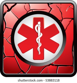 caduceus red cracked web icon