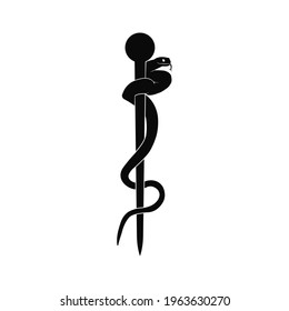 Caduceus silhouette logo design vector.