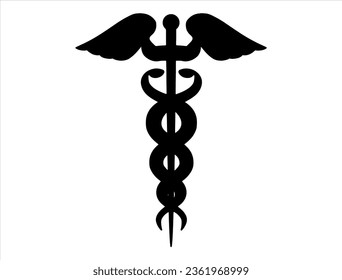 Arte vectorial Caduceus silhouette fondo blanco