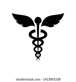 Caduceus snakes and bird wings, healthcare conceptual vector symbols. medical & healthcare logo