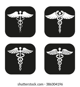 Caduceus symbol in four variations