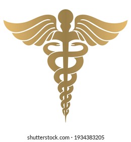 Caduceus Symbol Icon. Medicine Symbol Icon Vector Illustration. Medical Healthcare Sign Isolated On White Background
