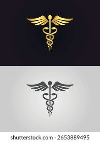 Plantilla de Vector de diseño de logotipo de símbolo de caduceo.