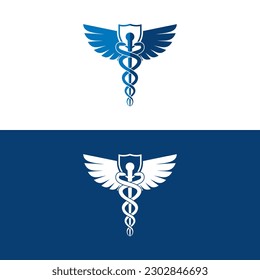 Caduceus symbol, Medical snake logo Icon template