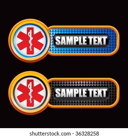 caduceus symbol on checkered tabs